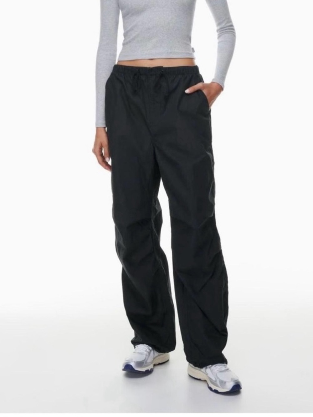 TNA Black Drawstring Parachute Pants